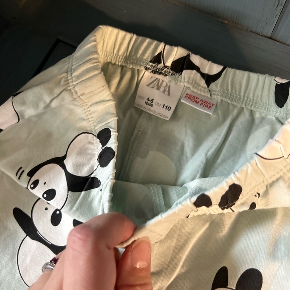 Zara Light Blue Panda Graphic Tee & Matching Pants | Size 4-5 Years (NWT) - Picture 3 of 4